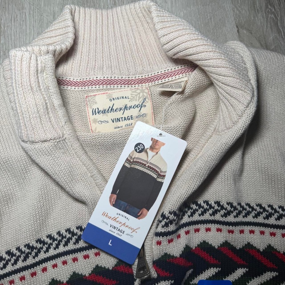 Original weatherproof vtg Navy and cream quarter zip sweater NEW WITH TAGS